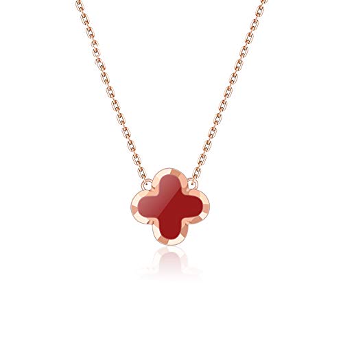 Pendentif femme trèfle de haute qualité plaqué or rose 18 carats finitions miroir