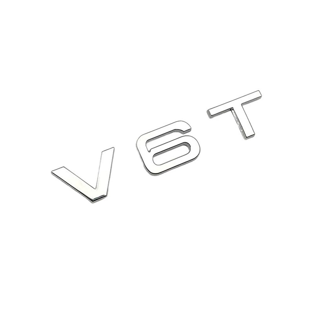 YTQMoreBNZ YYDStes ABS Chrome Black V6T Logo Number Letters Car Fender V6 T Emblem Badge Decal