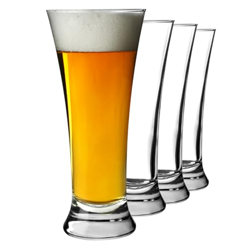 Utopia Euro Pilsner Half Pint Beer Glasses – 10oz / 285ml, CE Marked, Fluted Design, Soda Lime Glass, Dishwasher Safe – Pack of 4