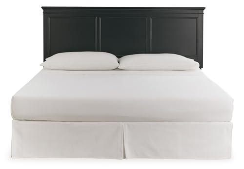 Image of Signature Design by Ashley Lanolee King /Cal King Headboard, Black | Solid hardwood and birch veneer, Bed frame mount, Modern farmhouse style, Master bedroom use, Black painted finish