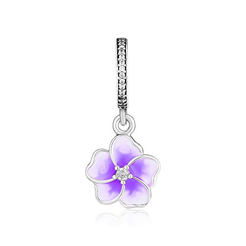 CKK DIY 925 Sterling Silver Flower Beaded Pendant for Pandora Bracelet and Necklace Jewelry for Women and Girls