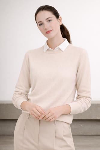 Image of Cashmeren Women's Basic Crewneck Sweater 100% Pure Cashmere Long Sleeve Round Neck Pullover