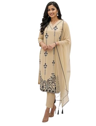 Ensemble pantalon kurta brodé finitions haute qualité motif floral