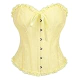 SilverChry Corset Femme, Broderie Bustier Classique, Sexy Steampunk Gothique Bustier Top,Corsage Ventre Plat Corset Top (FR/ES, Alpha/lettres, Moyen, Taille normale, Taille normale, Jaune clair)