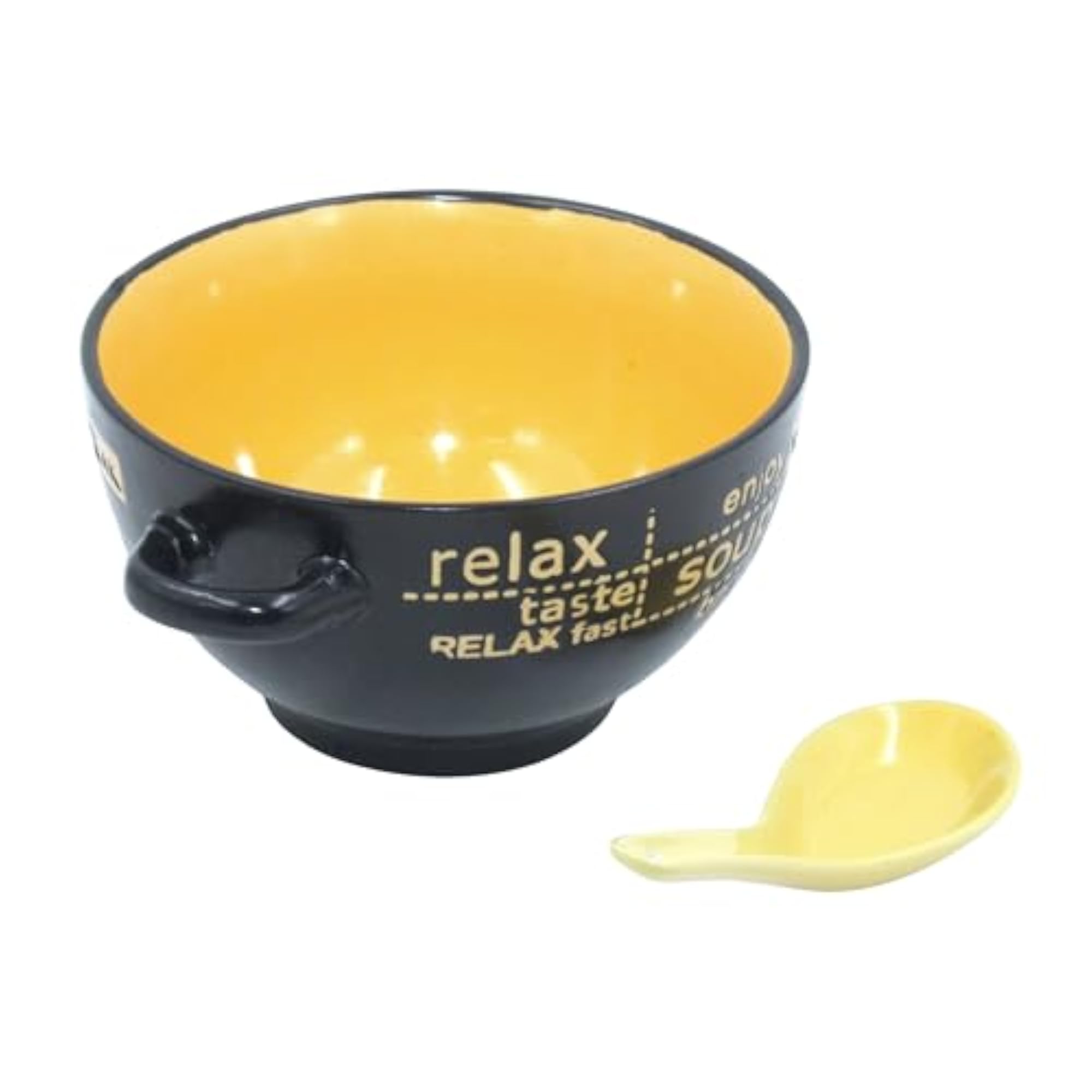 Ceramic Soup Bowl with Spoon & Handles, Kitchen Bowl