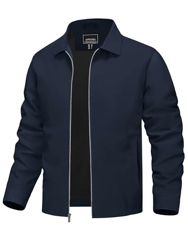 TACVASEN Men's Lightweight Jackets Summer Casual Smart Jacket Spring Windbreaker Bomber Jackets Light Thin Lapel Jacket Water-Resistant