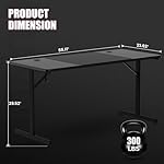 GTRACING Gaming Desk 55 Inch with LED Lights, Large Computer Desk with Mouse Pad for Home Office, T-Shaped Carbon Fibre Surface PC Game Workstations with Headphone Hook, Black - Image 3