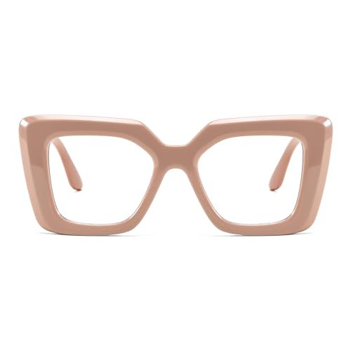 Image of FEISEDY Oversized Square Blue Light Blocking Glasses for Women Men Fashion Computer Glasses Reduce Eye Strain B0111