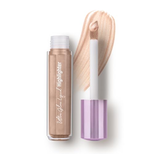 Image of Hilary Rhoda Ultra Glow Liquid Highlighter | Illuminating & Glitter Liquid Highlighter | Dewy Finish | Cruelty-Free & Vegan | Luminescent Finish | Weightless -3.8g (Ultra Pale Gold - Shade 02)