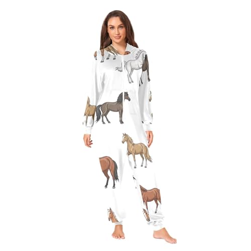 Pijama de Navidad para adultos de caballo blanco ideal para fiestas familiares