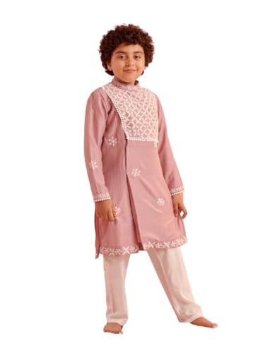 Pspeaches Niños 1 Kurta, 1 Payjama, Rosa, 4-5 Y