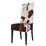 Cow Cowhide Print Dining Chair Protector Cover Stretch Chair Slipcover Removable Washable for Kitchen, Hotel, Dining Room, Ceremony, Banquet Wedding Party