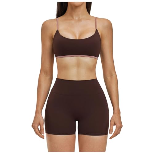 Ensemble yoga femme 2 pièces brassière réglable et short taille haute