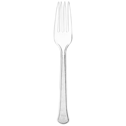 Clear Plastic Heavy Weight Forks (50 Count) - Premium Disposable Plastic Cutlery, Perfect for Home Use and All Kinds of Occasions