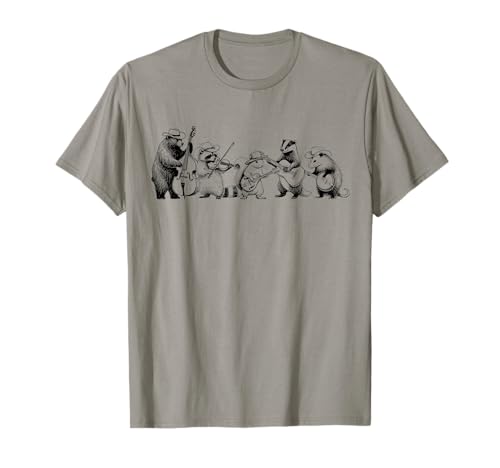 Funny Forest Animal Band Playing Instruments Music Lover T-Shirt