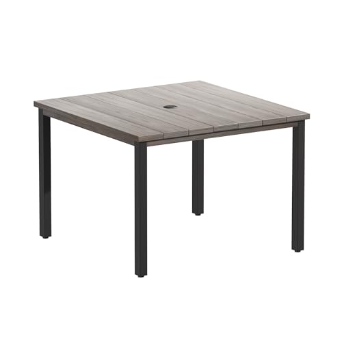 Vicllax 40.2 Inch Square Patio Dining Table For 4, Outdoor Table With Umbrella Hole cover