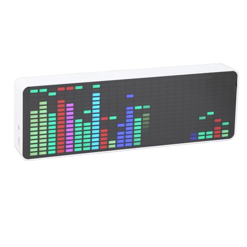 LED Music Spectrum Display, 384 RGB Colorful Audio Spectrum Analyzer Display, 1624 Segment Rhythm Light Level Voice Sensor, Clock