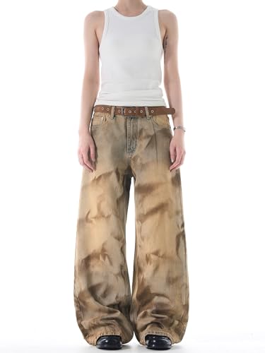 Men's Jeans Vintage Flared Dress Pants Loose Fit Trouser for Men 6