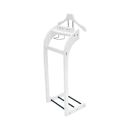 Wintem - Appendiabiti Da Terra Servo Muto in Legno Bianco Anticato Elegante e Robusto, Ideale come Porta Abiti da Camera e Stand Appendiabiti Salvaspazio