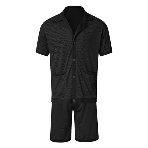 Manga corta pantalones cortos conjunto transpirable de seda de hielo hombre 2