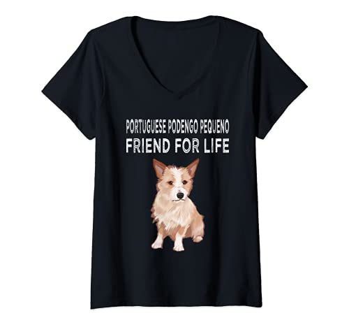 Womens Portuguese Podengo Pequeno Friend For Life Dog Friendship V-Neck T-Shirt, Black