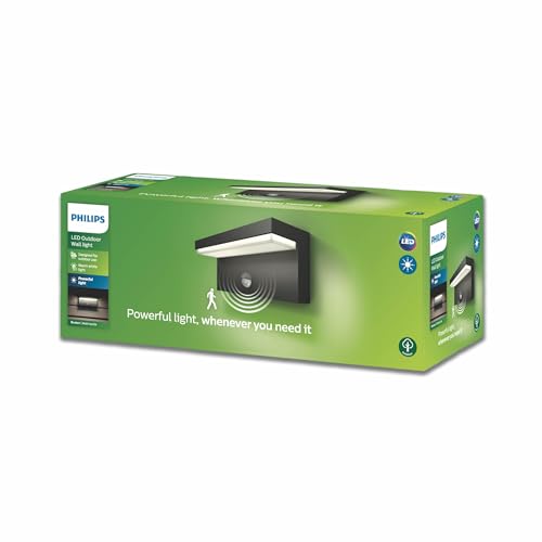 Philips myGarden Bustan Applique murale d'extérieur LED 9 W avec détecteur de mouvement, Anthracite