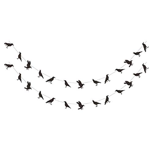 Amosfun 2 Pcs Halloween Crows Banners Hanging Paper Garlands For Theme Party Favors Home Garden Yard Haunted House School Decoration