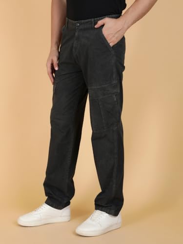 Image of KOTTY Men's Streetwear Style Utility Cargo Pants with Drawstring Waist and Flap Pockets