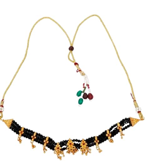 BAVISHI ENTERPRISE Gold Plated Brass and Crystal Choker Light Weight Necklace For Women (Black) (B0D8JGX5J4) Amazon Price History, Amazon Price Tracker
