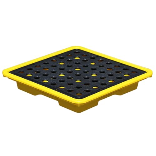 Palette modulaire de rétention des déversements, plateforme en polyéthylène haute densité pour le stockage industriel de fûts d'huile, 33 x 33 x 5,8 cm - Idéale pour les entrepôts et les usi