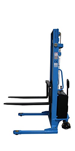 Eoslift USA Corporation Eoslift S15J Semi-Electric Pallet Stacker, Lift Hght-118", Lowered Height 1.4", 3300lbs Capacity, Mast 81", Battery 12/120, Adjustable Legs