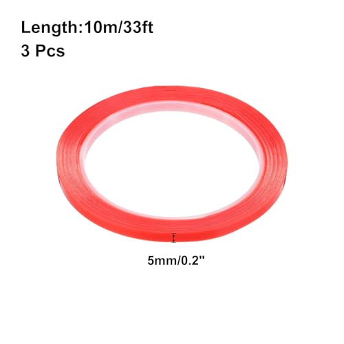 Image of MECCANIXITY 3Pcs 5mm x 10m Phone Repair Adhesive Tape LCD Screen Repair Sticker Double Sided for Cell Phone Tablet Laptop Clear Red