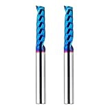 BITITZ 2 Pieces O -Flute Up Cut Spiral Router Bit with Coated 1/4" Shank with 1" Cutting Length for