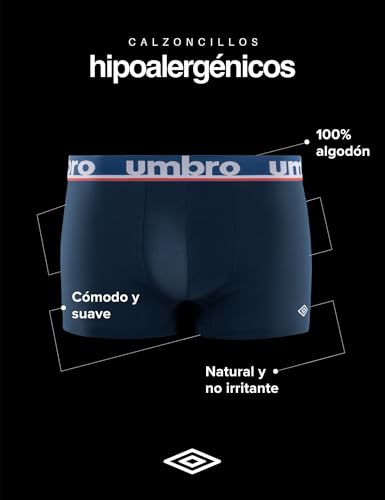 Miniatura 2 de Umbro Calzoncillos Hombre Boxer 100% Algodón, Ropa Interior Hombre, Sostenible, Natural (Lote de 5)
