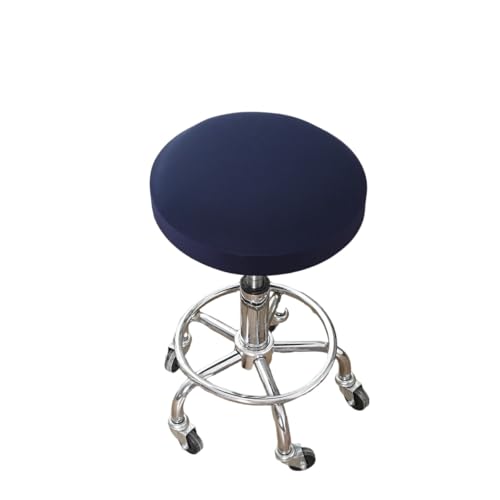AHTCPO Seat Covers Round Bar Stool, Elastic Waterproof Removable, for Kitchen Dining Room(Navy,6pcs)