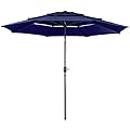 Yaheetech 3-Tier Patio Parasol 10ft Vented Outdoor Table Umbrella Double-layer Cloth & Large Shade for Yard/Garden/Park/Garden Navy Blue