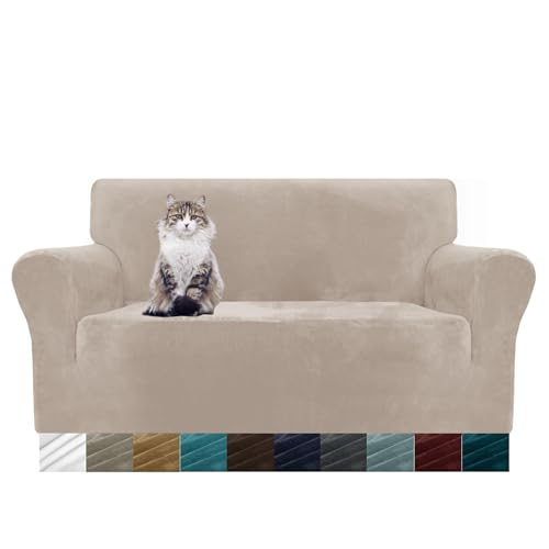 MAXIJIN Thick Velvet Sofabezüge 2-Sitzer Super Stretch rutschfeste Loveseat-Bezüge für Wohnzimmer Hunde Katze Haustier Plüsch Liebessitz Couch Schonbezüge Elastic Furniture Protector (2 Sitzer, Khaki) MAXIJIN Thick Velvet Sofabezüge 2-Sitzer Super Stretch rutschfeste Loveseat-Bezüge für Wohnzimmer Hunde Katze Haustier Plüsch Liebessitz Couch Schonbezüge Elastic Furniture Protector (2 Sitzer, Khaki)