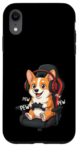 Corgi Gamer Dog �r�f�I�Q�[���v���[���[ �Q�[���X�g���[�}�[ �X�}�z�P�[�X iPhone XR �p