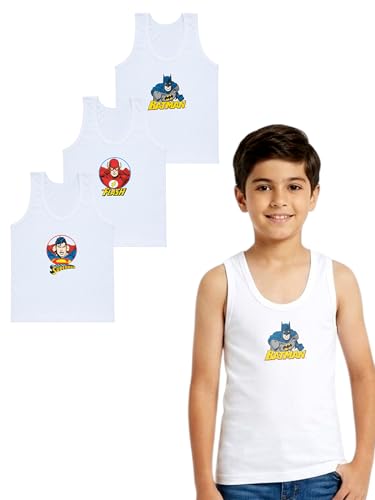 Image of BODYCARE Kids Boy's Regular fit Benten Printed Vest 100% Cotton Vest for Boys | Skin Friendly | Lightweight | Sleeveless Design | Pack of 3