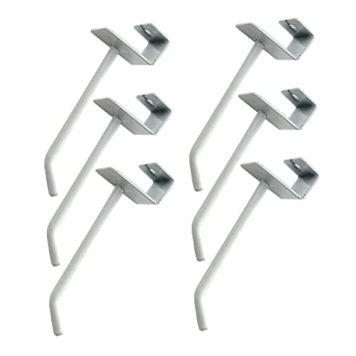 Alipis Goods Shelf Hook White Painted Square Tube Hook for Supermarket Display Racks (6pcs 5.7mm Thick)