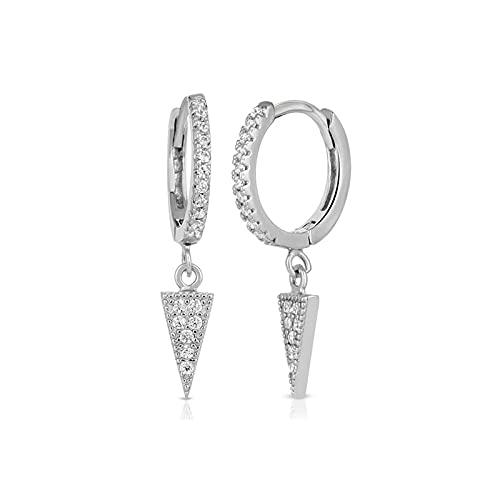 Boucles d'oreilles Argent 925 Triangle et Diamant Zircon d'exception