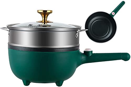 ANSNOW Electric Hot Pot, Mini Hot Pot, Electric Boiling Pot Steamer, Ecooker Stainless Steel Shabu Shabu Hot Pot with Stainless Steel Rack Multi-Function, Green Heatproof/a
