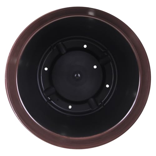 Garden Elements Indoor/Outdoor Glazed Brushed Happy Plastic Planter, Large, Dark Brown, 15\" - Thumbnail 4