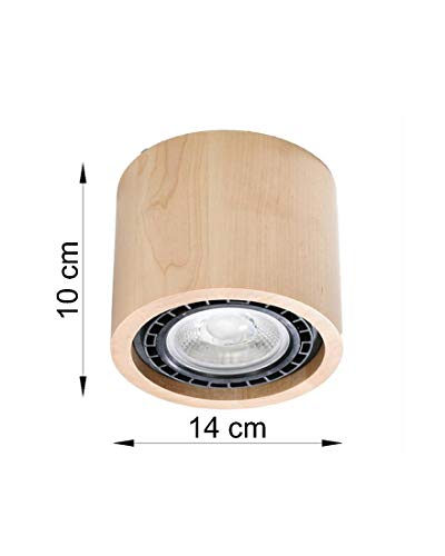 Plafonnier géométrique minimaliste SOLLUX en bois naturel pour ampoule LED - 6