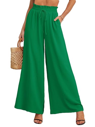 Image of Heymoments Women's Lightweight Palazzo Trousers with Pockets, Green, L