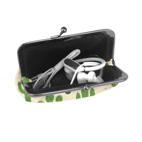 Pu Leather Buckle Coin Purse Cute Cactus Girls Kiss-Lock Change Purse Wallets4