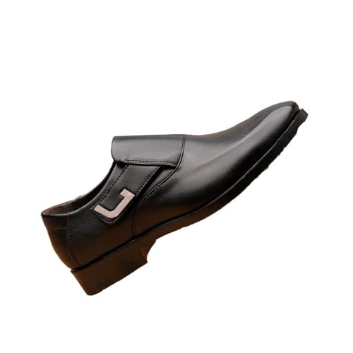 Versatile Men's Shoes, Large Size Leather Shoes, Men's Business Shoes, Slip-on Wedding Shoes Oxfords(Black,6.5)3