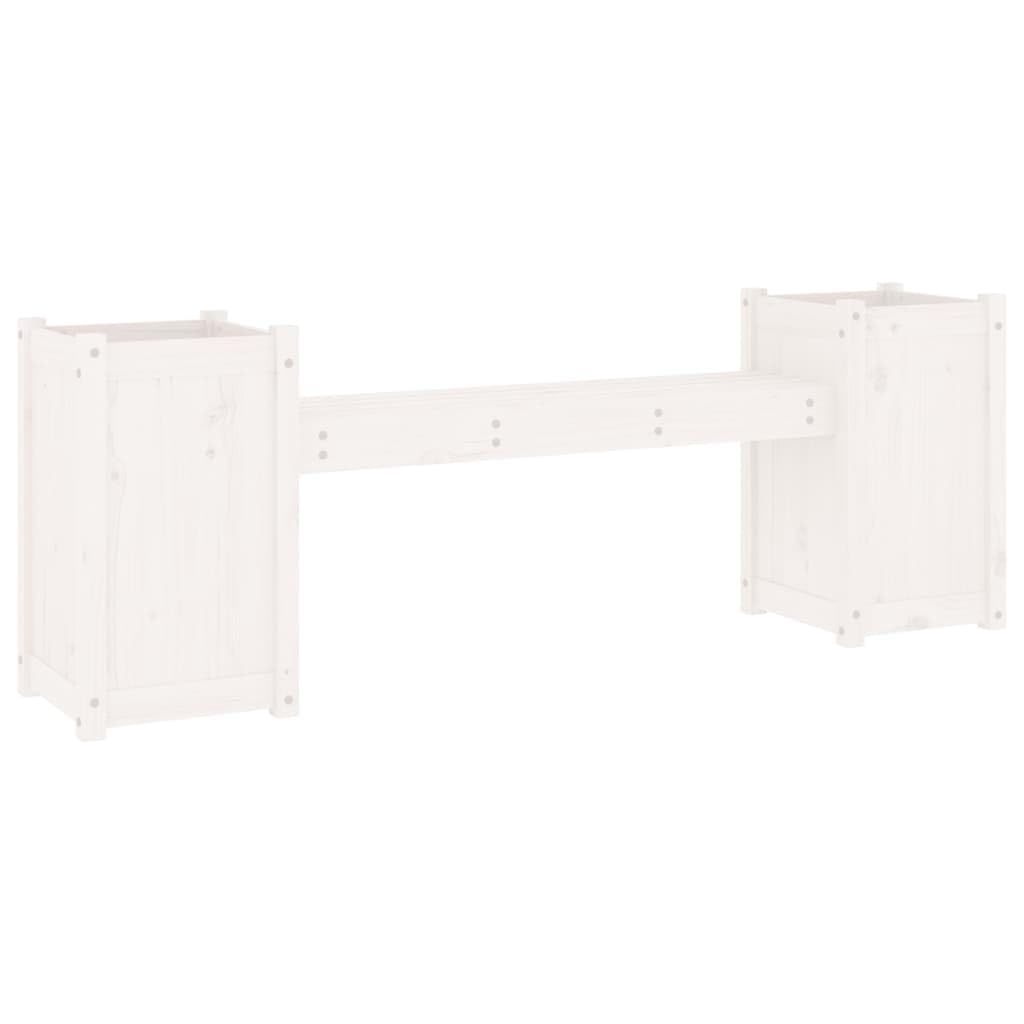 vidaXL Solid Wood Pine Planter Bench - White, Nature Inspired Two-in-One Outdoor Furniture with Generous Planter Space