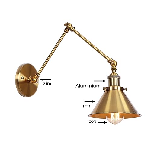 Przemysłowa metalowa lampa ścienna - Gniazdo E27 z żelaznym kloszem do wiejskiej atmosfery, salonu lub sypialni.