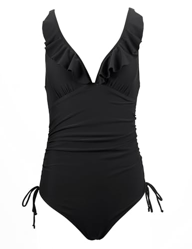 Maillot de bain une pièce avec contrôle du ventre et décolleté drapé IECCP
